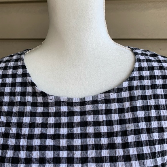 •Pleione• Gingham Tie Back Short Sleeve Top-Size M - Picture 5 of 11